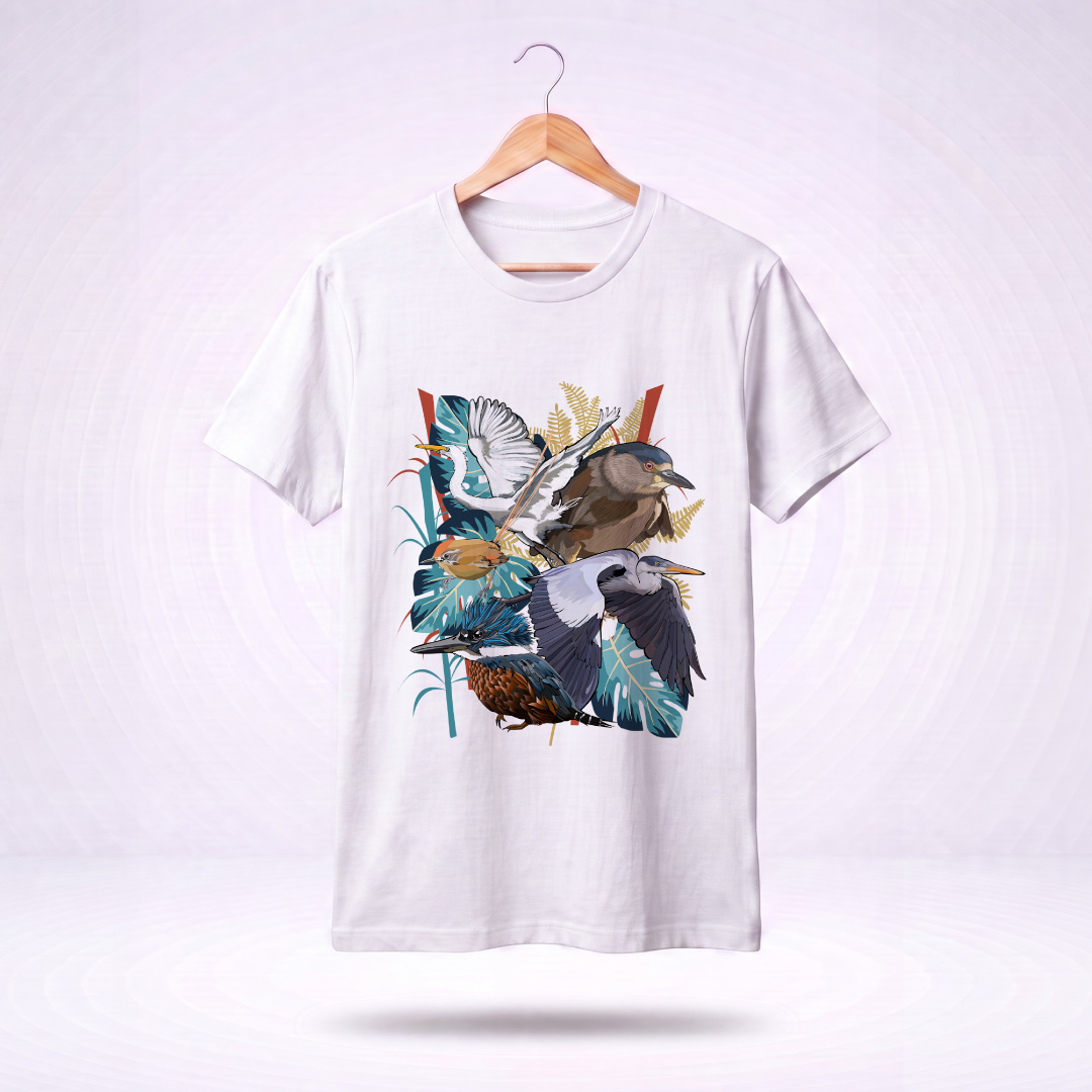 Polera Oversize Unisex "Aves de Humedal" | Algodón 100%