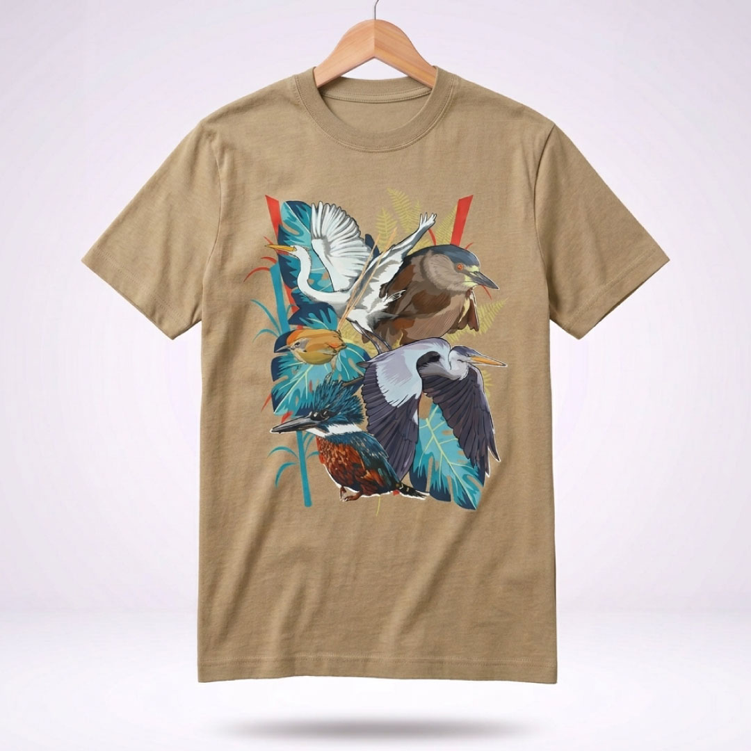 Polera Oversize Unisex "Aves de Humedal" | Algodón 100% - Imagen 3